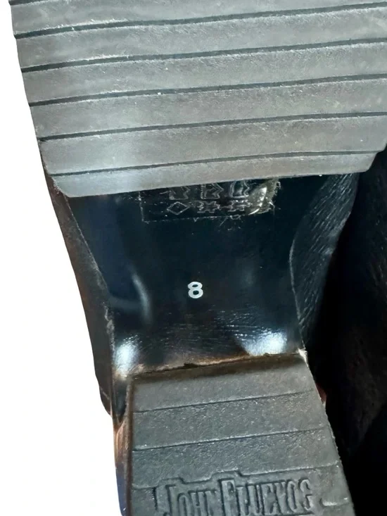 John Fluevog Spur Prepare Hi Leather Chunky Sculptural Curved Platform Sandals - Picture 15 of 15